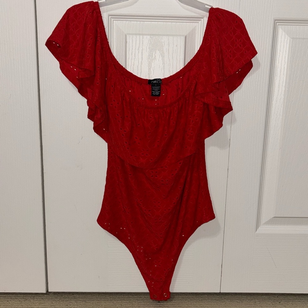 Red Off the Shoulder Bodysuit. Size M Rue21